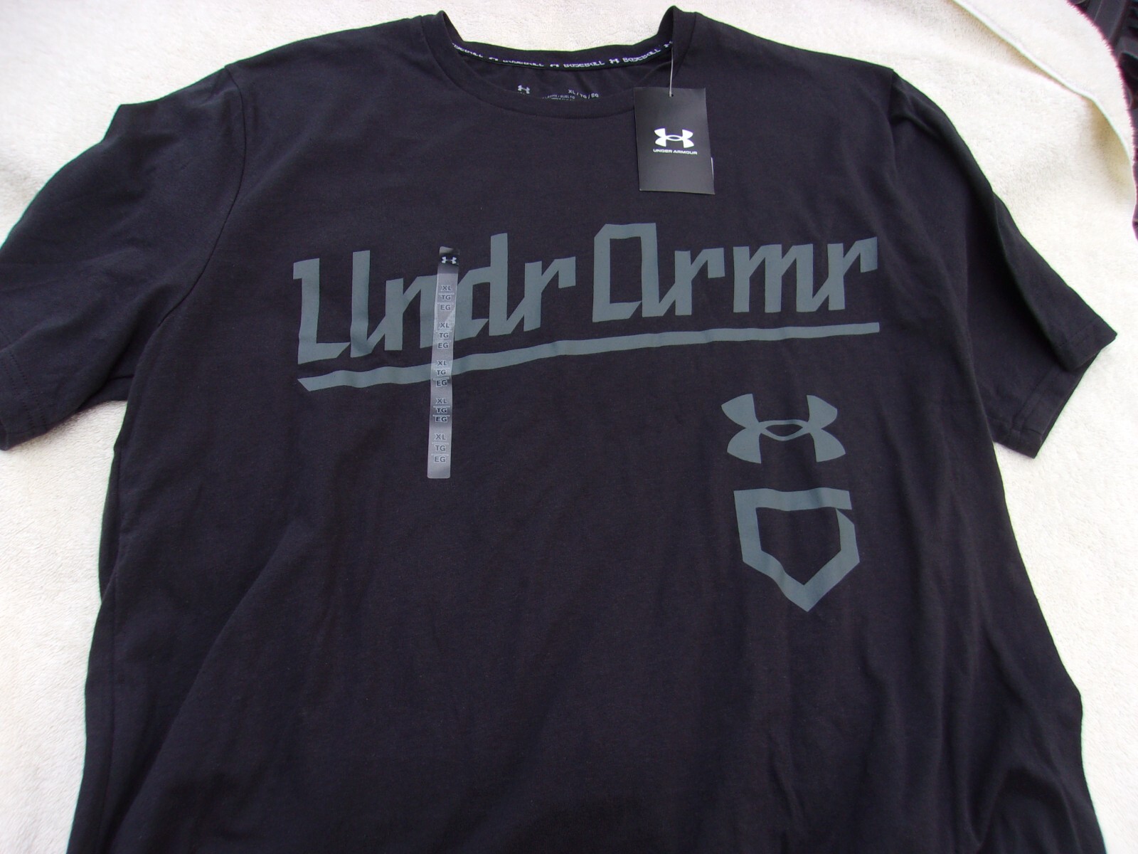 NWT Under Armour loose fit T, men’s M – XXL, black, baseball, cotton blend