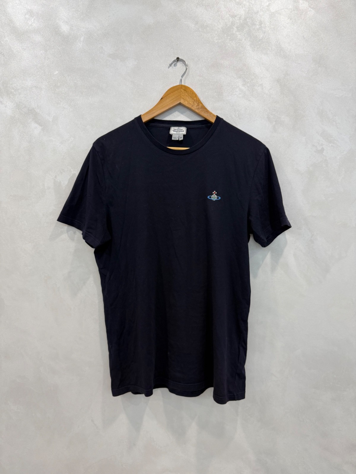 Vivienne Westwood T-Shirt Embroidered Orb Logo Luxury Designer Black Size M