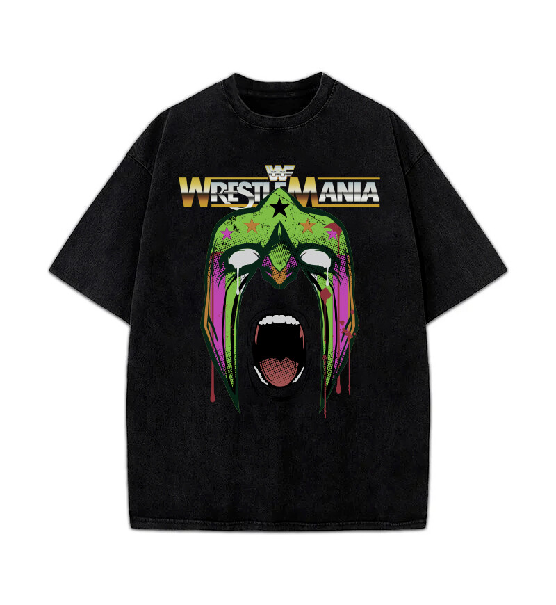 Vintage Style Wrestlemania WWF Ultimate Warrior Custom Design Men T-Shirt