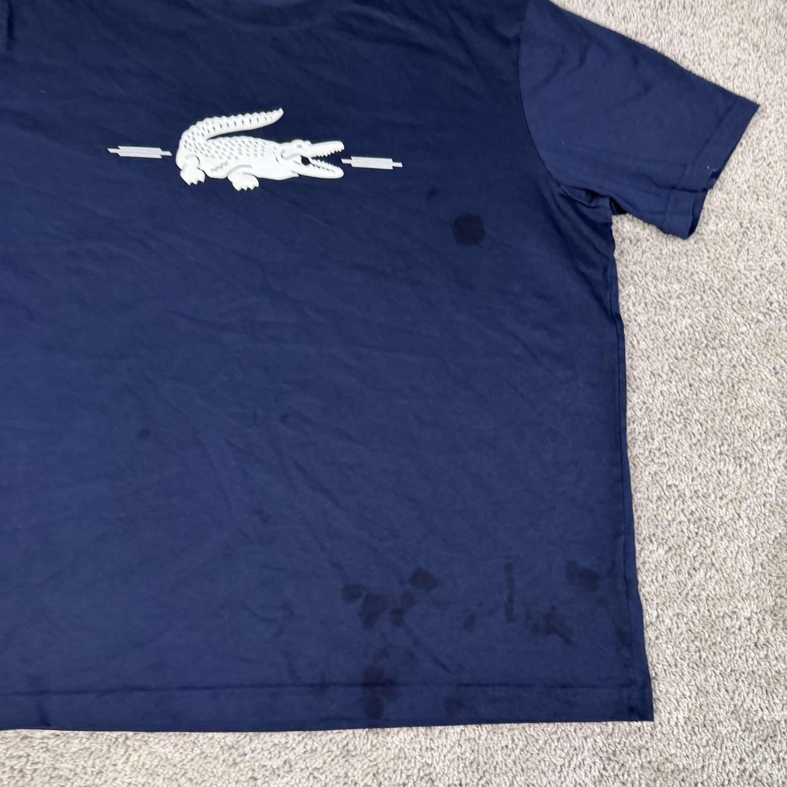 Lacoste Shirt Mens 2XL Blue Croc Graphic Crew Neck Cotton Classic Fit Jersey