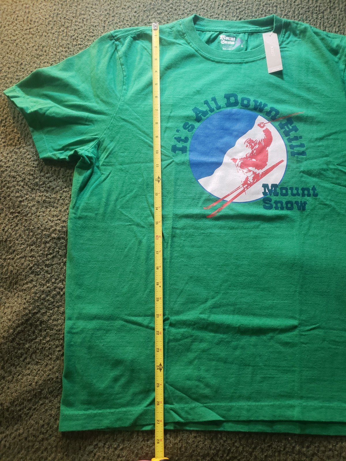 NWT Mount Snow X J. Crew Men’s LARGE T-Shirt, Green, Made In USA, Orig $49.50