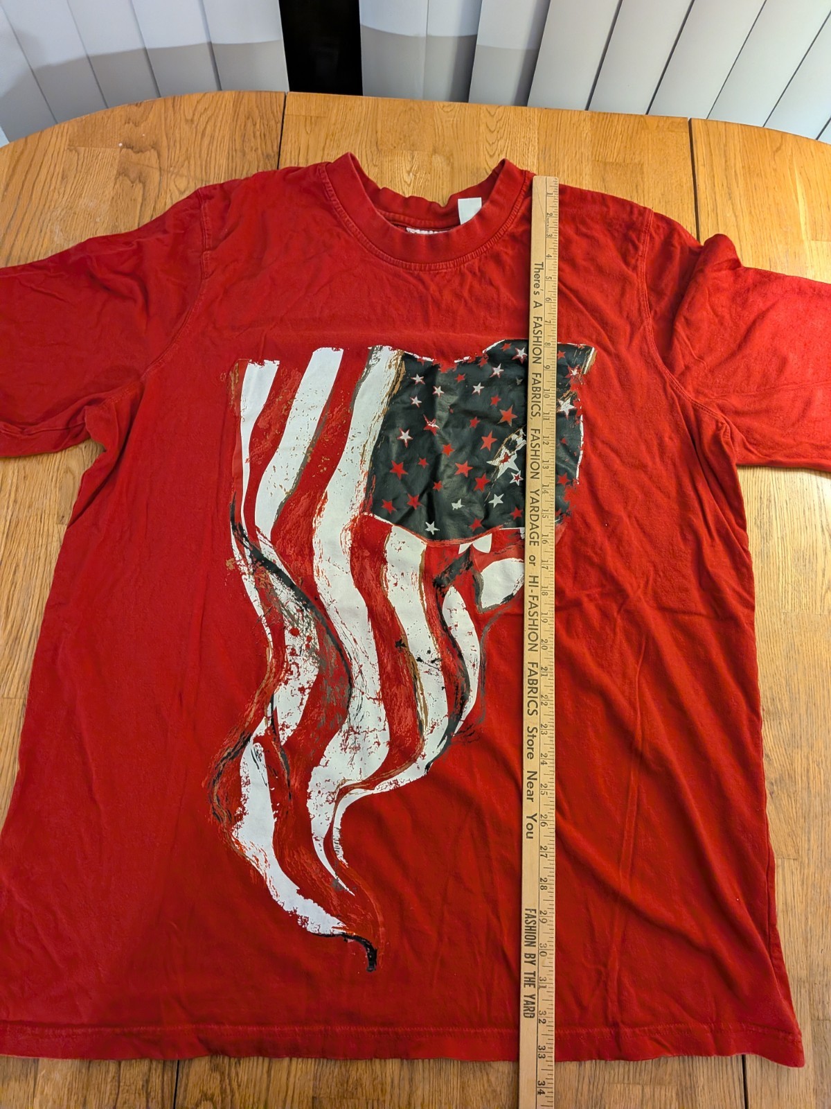 King Size Men’s 2XL Tall Red American Flag Graphic Print Crew Neck Tee Cotton