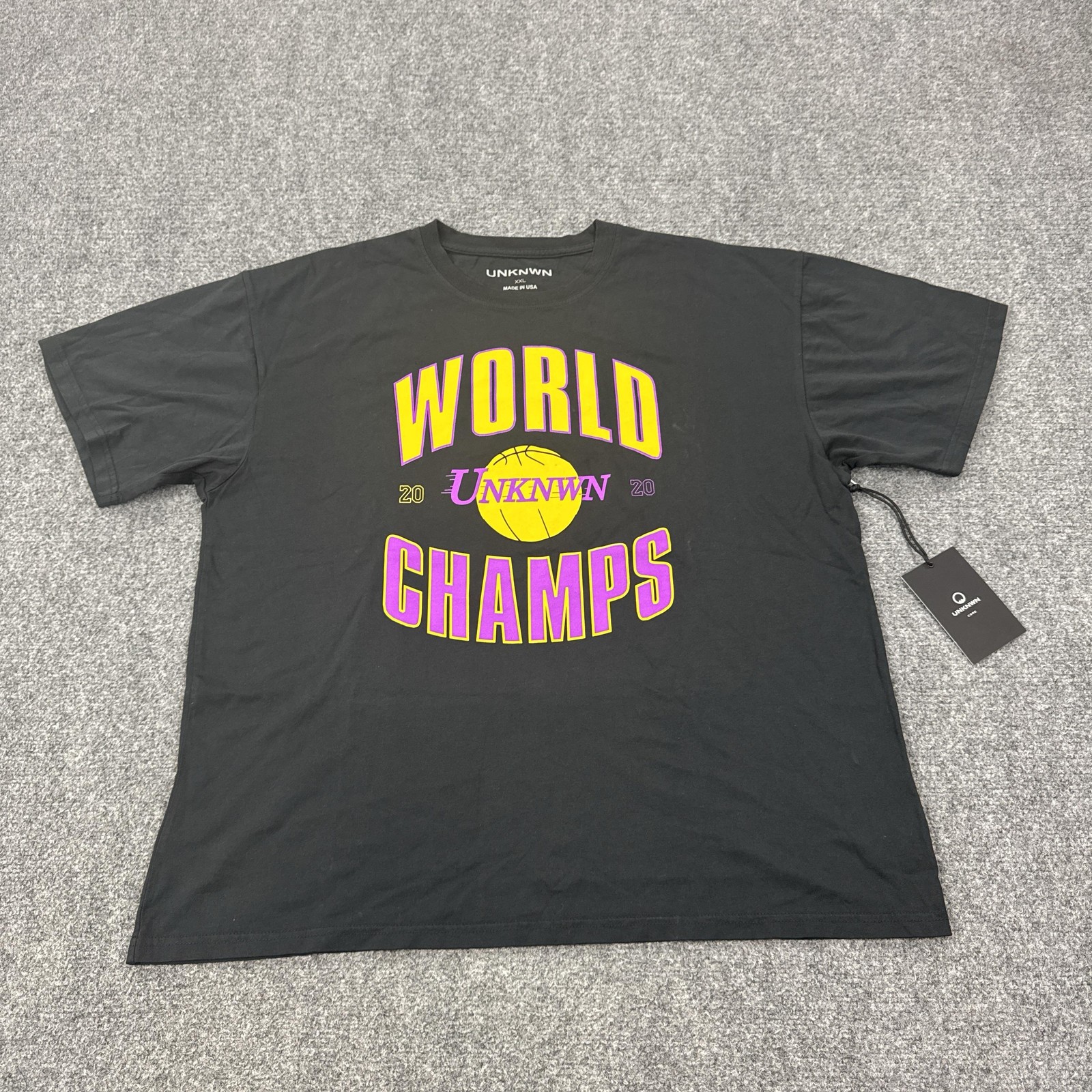 UNKNWN Shirt Mens 2XL Black World Champs 2020 Basketball Graphic Tee Tagless