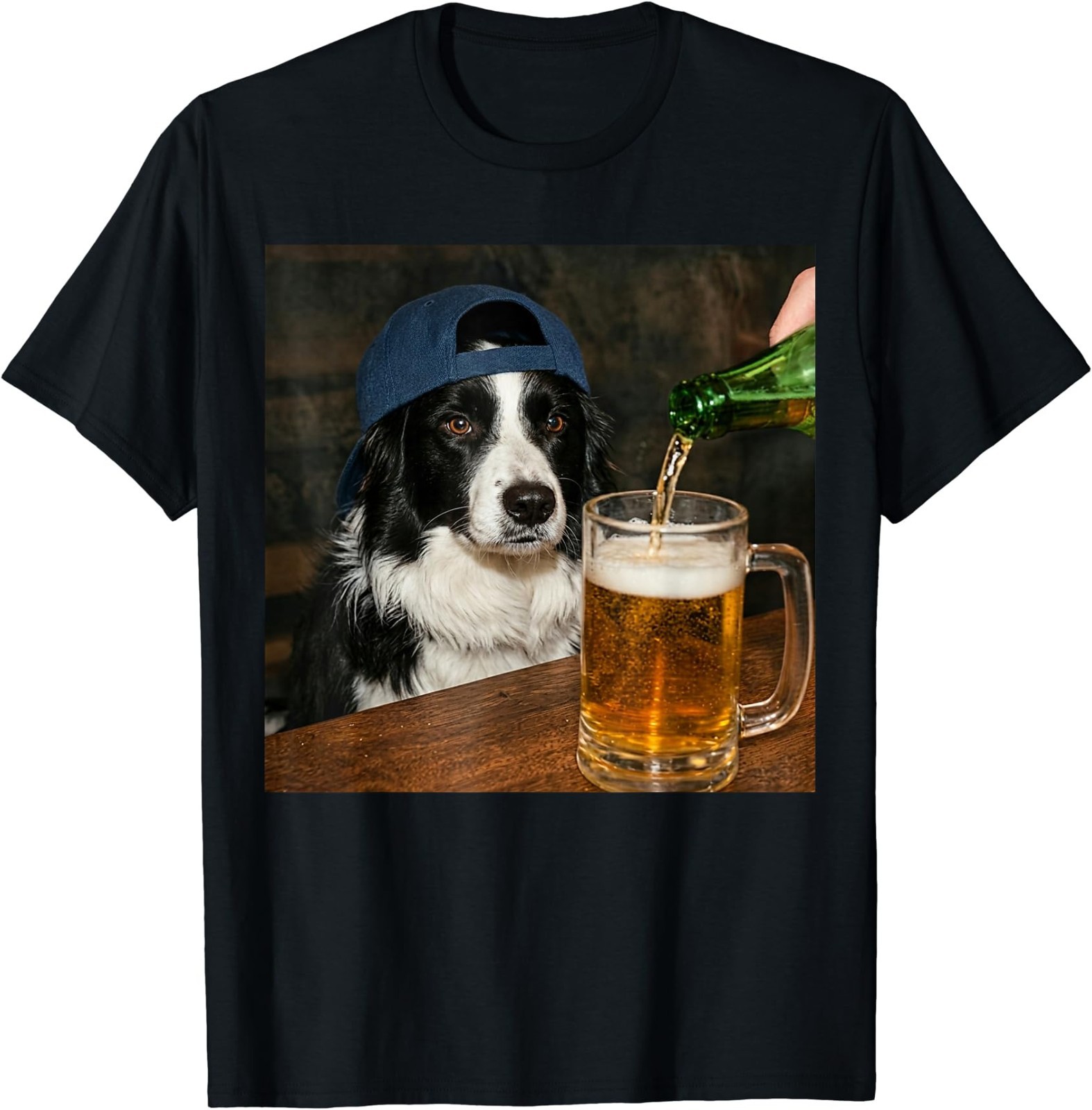 Border Collie Drinking Beer Funny Dog Meme T-Shirt