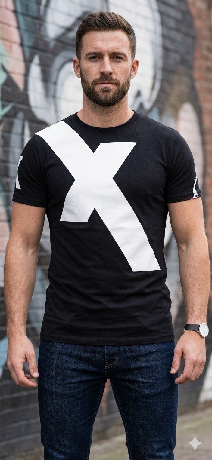 ARMANI EXCHANGE Black X LOGO Short Sleeve Slim Fit Designer Graphic T-shirt NWT