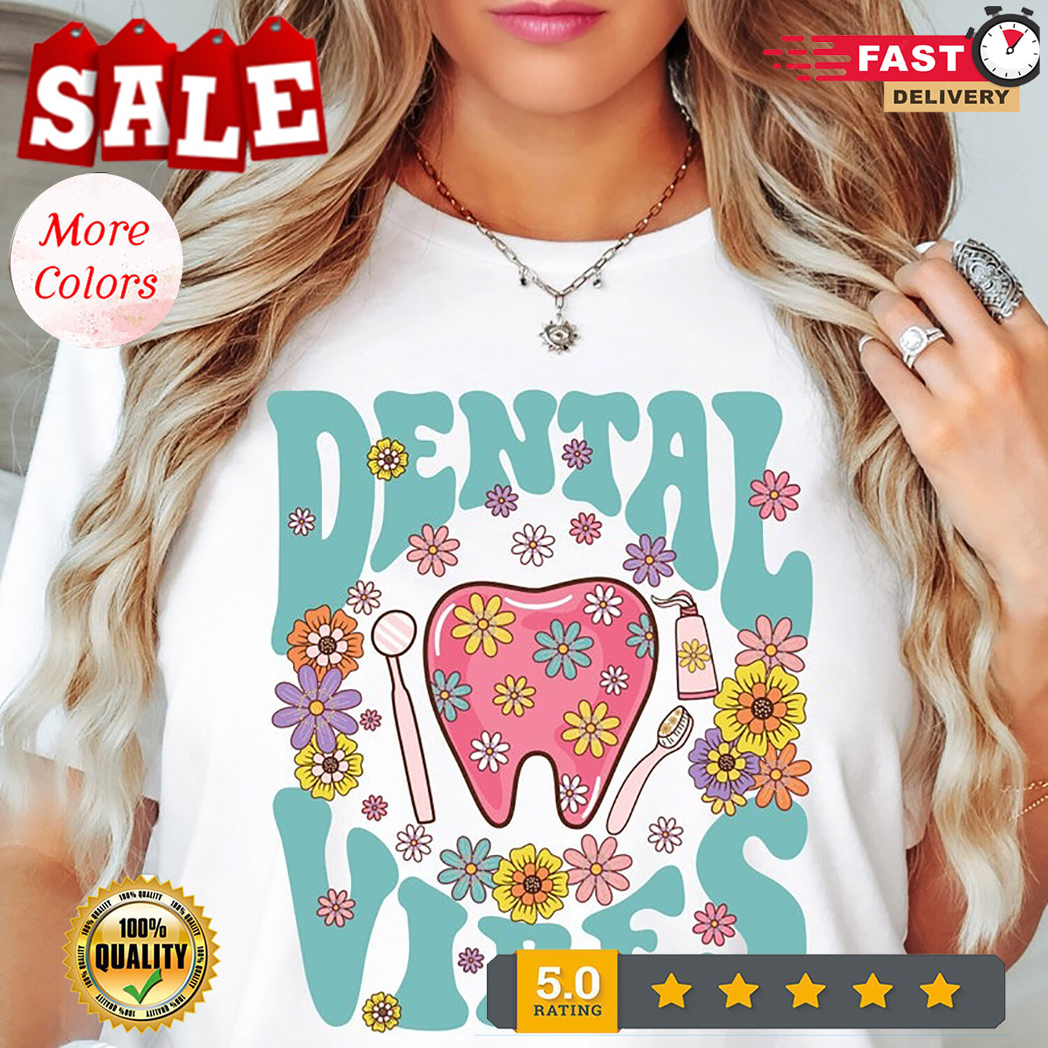 2025/Dental Vibes Shirt Dental Squad T-Shirts Dental Assistant Shirt Tooth Shirt