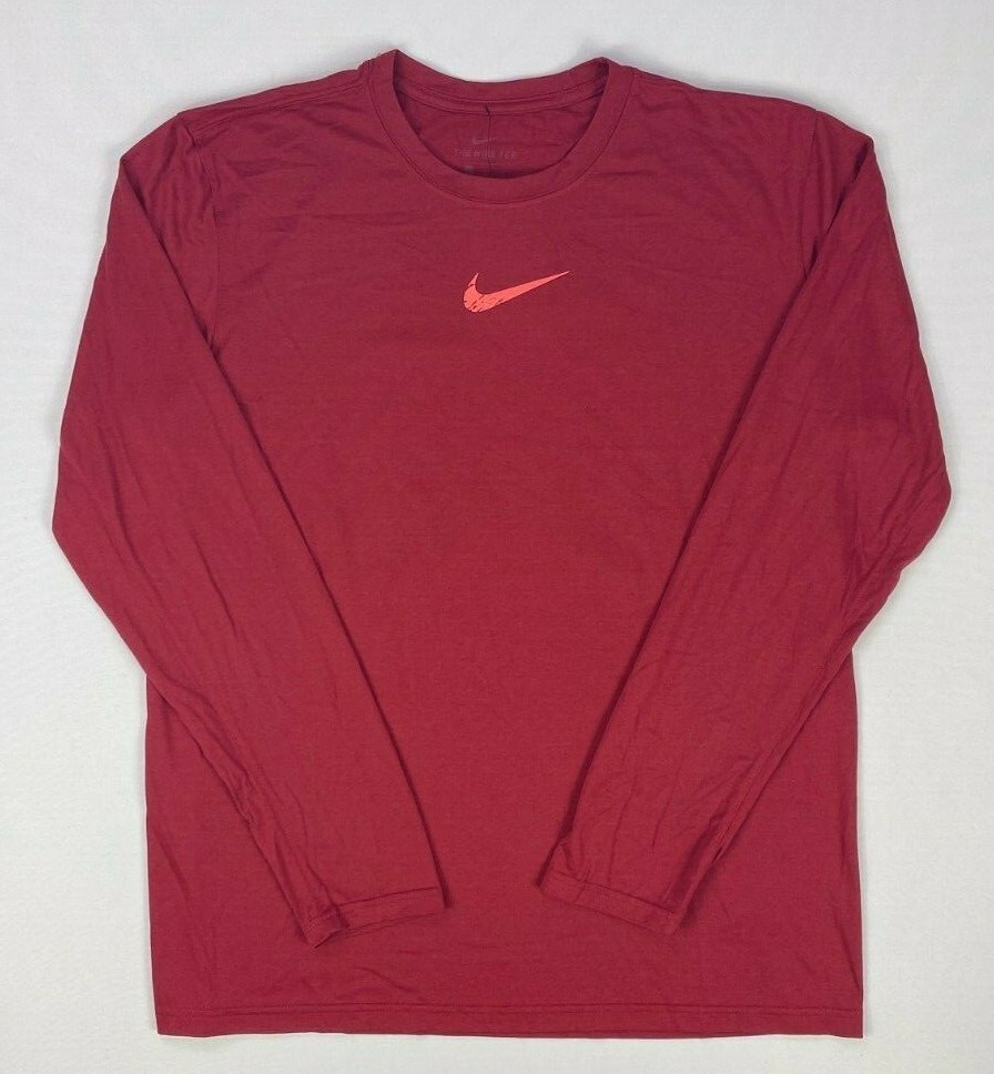 Men’s Nike Tee Dry Dri-Fit Anti-Odor Standard Fit Polyester Long Sleeve Shirt