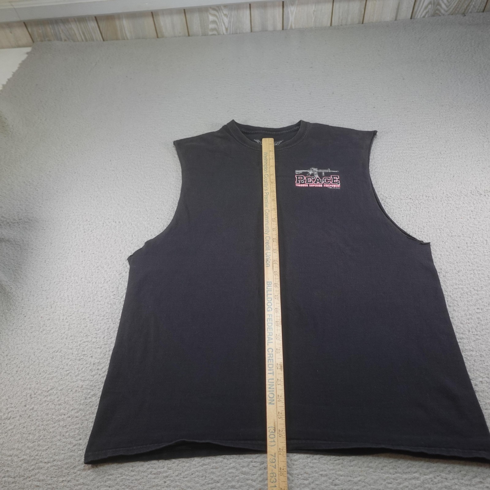 7.62 Design Shirt Mens XL Black Peace Through Superior Firepower Tank Top Muscle
