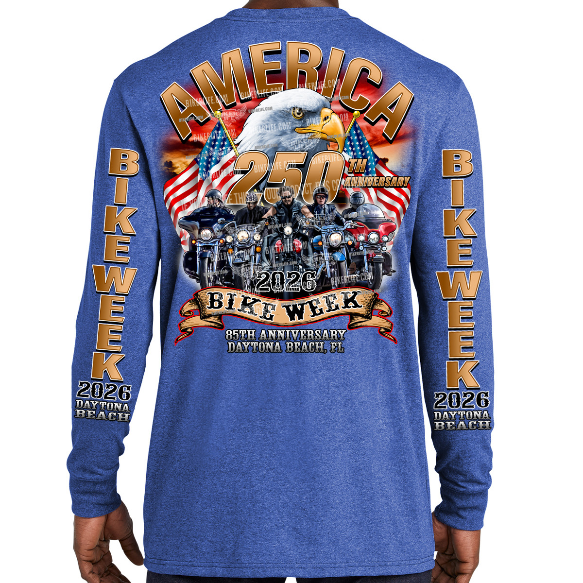 Long Sleeve 2026 Bike Week Daytona Beach America Strong No Harley