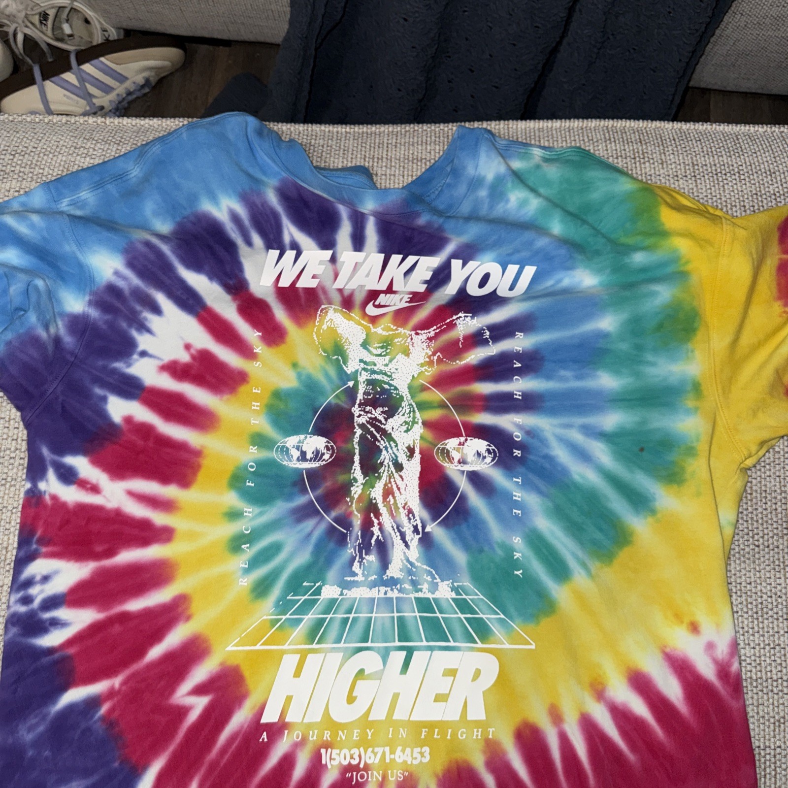 Nike ‘WE TAKE YOU HIGHER’ Tie-Dye Graphic T-Shirt medium
