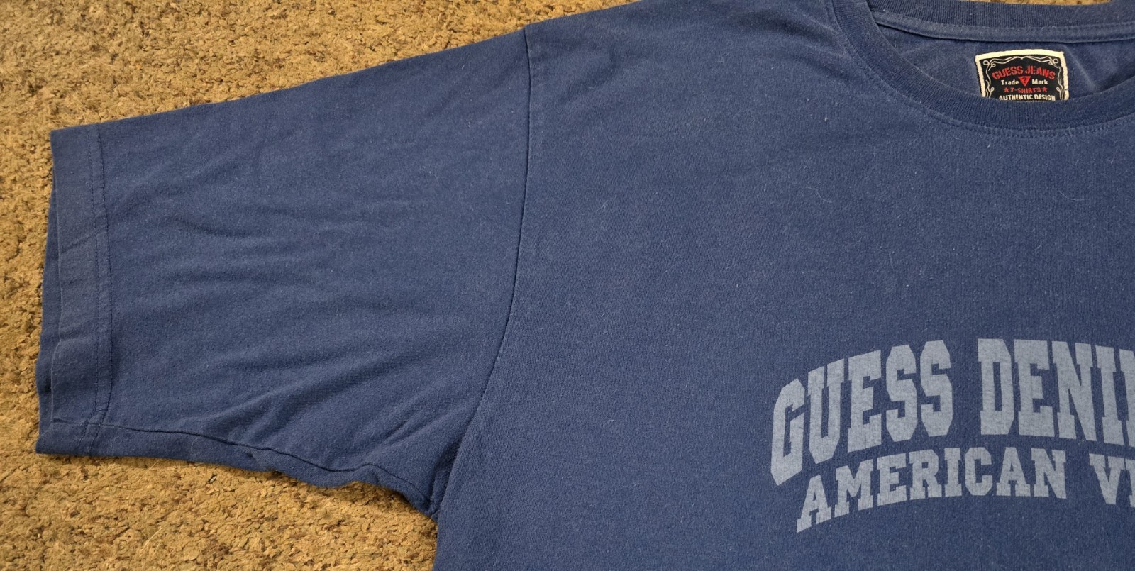 Vtg 90s Guess Jeans USA American Tradition Graphic T Shirt Blue XL