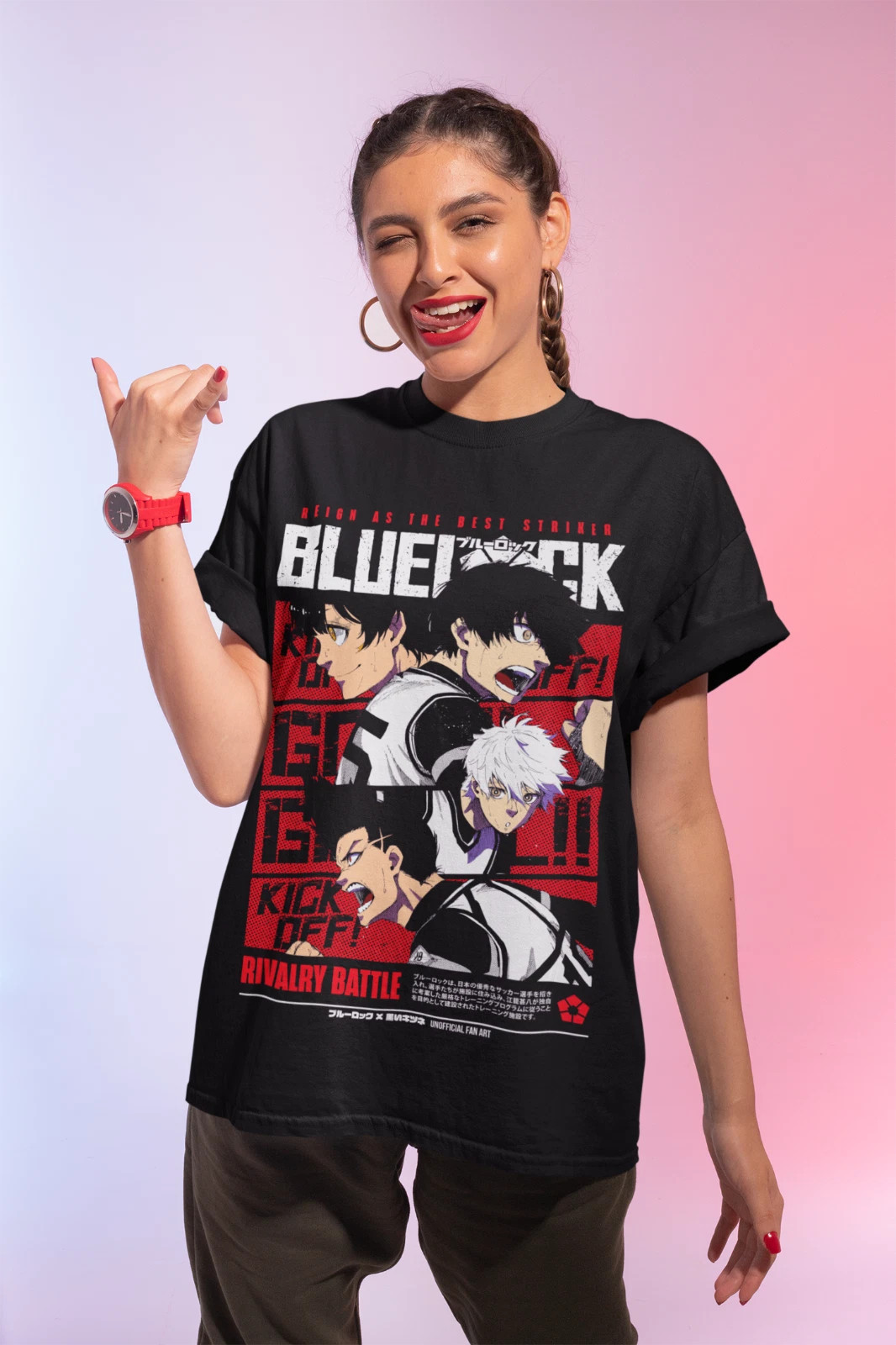 Blue Lock T-shirt Kunigami Rin Itoshi Barou Shouei Meguru Unisex T-Shirt – Black