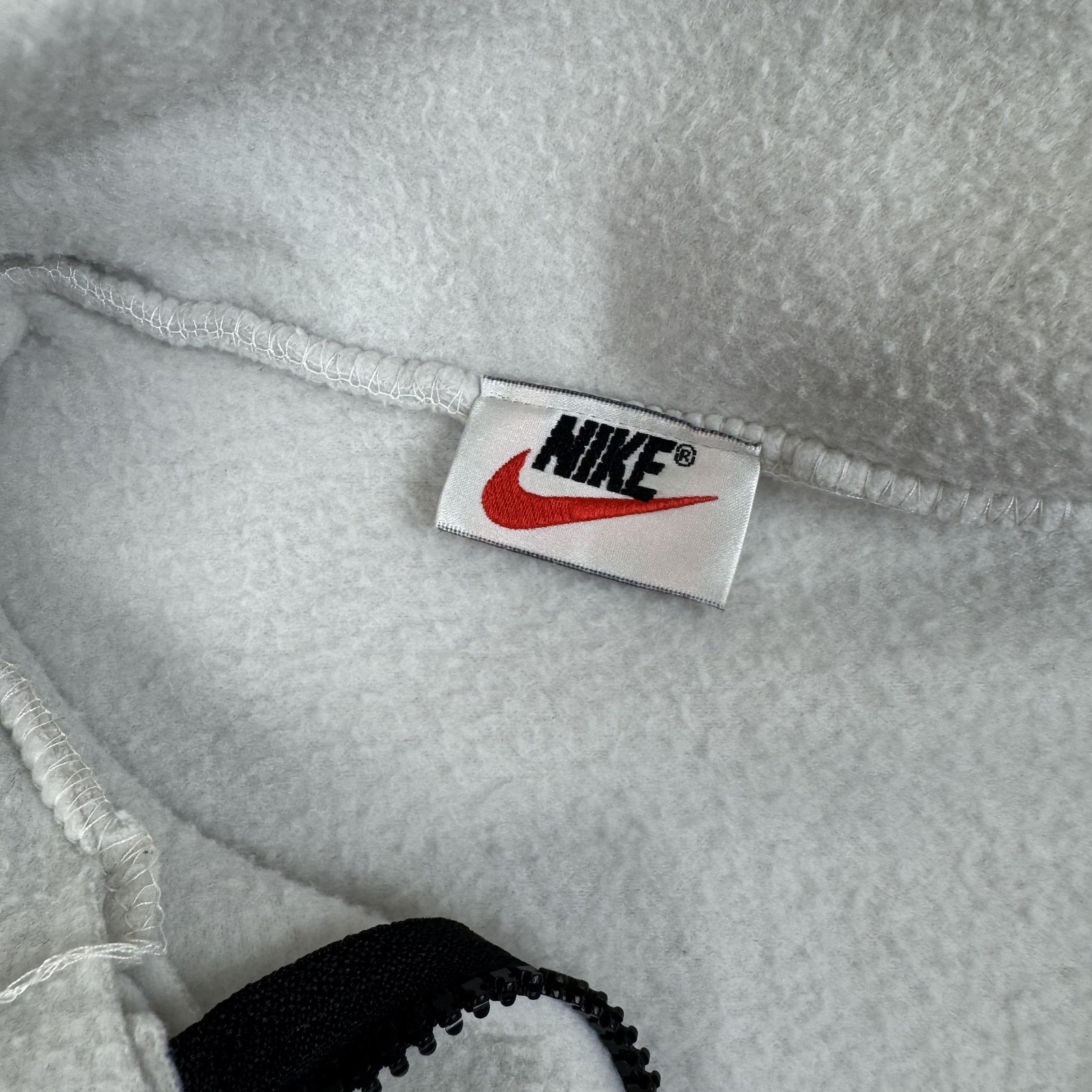 Vintage Nike Pullover Mens Large Gray Red Swoosh Fleece Half Zip Made USA 90s