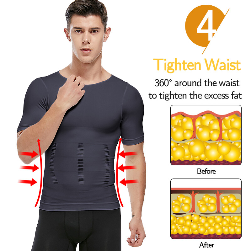 Men’s Slimming T-shirt Weight Loss Body Shaper Tank Tops Chest Compression Shirt