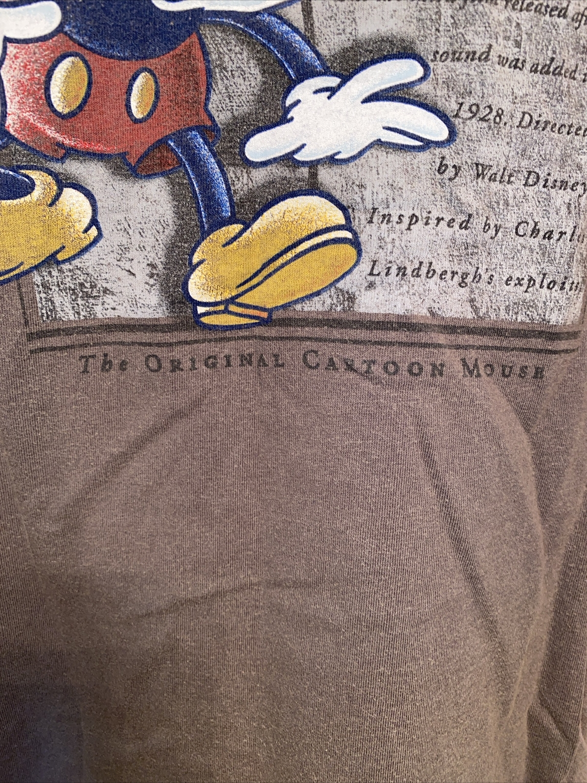 VINTAGE Disney Store Mickey Mouse Cartoon T-Shirt XL Gray Classic Movie TV