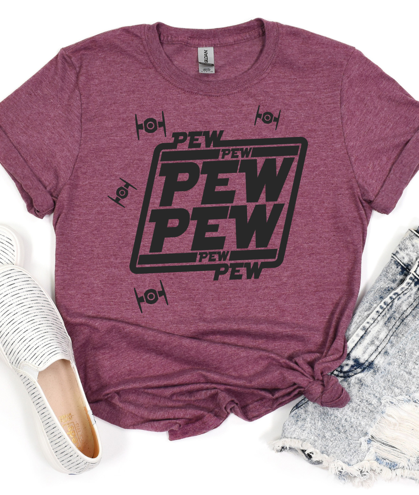 Pew Pew Pew Star Wars Vader Funny Graphic Novelty Jedi Tee Shirt T-shirt