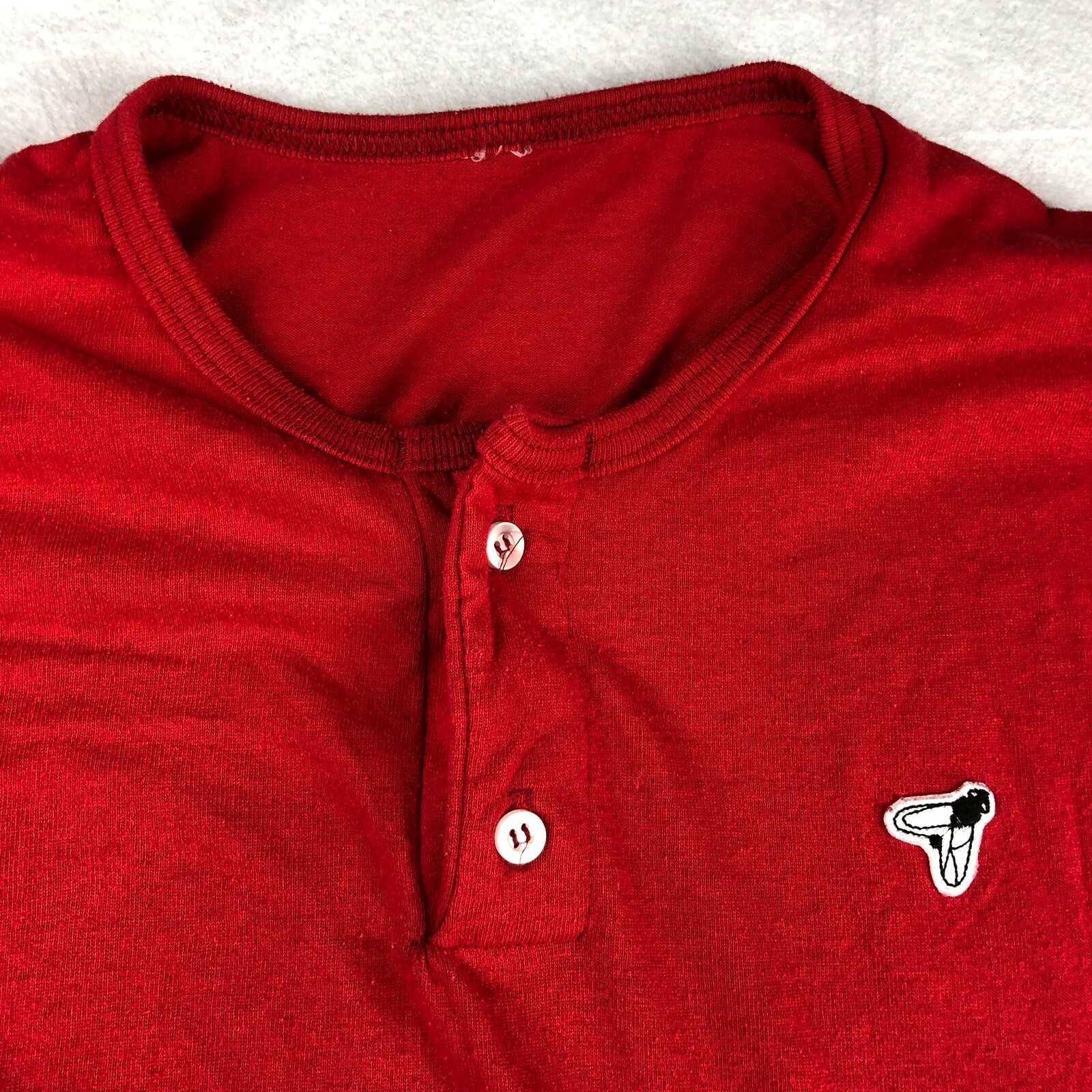 Mens Large Fly Logo T-Shirt Red Shirt Buttons Rare