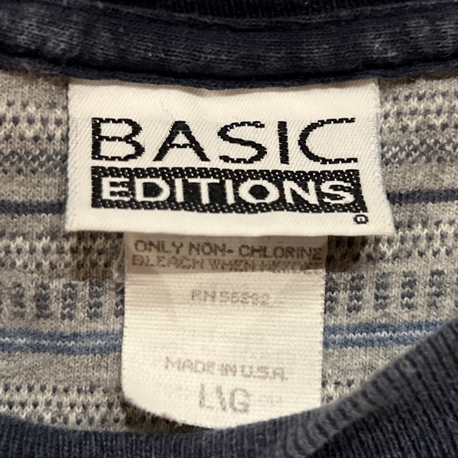 Vintage 90s Basic Editions T-Shirt Stripes Single Stitch Made In USA Men’s Large