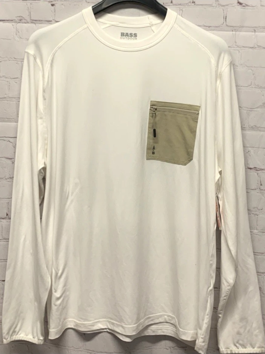 Bass Outdoor Utili-Tee T-Shirt Men’s Sz Medium White Long-Sleeve Cotton/Spandex