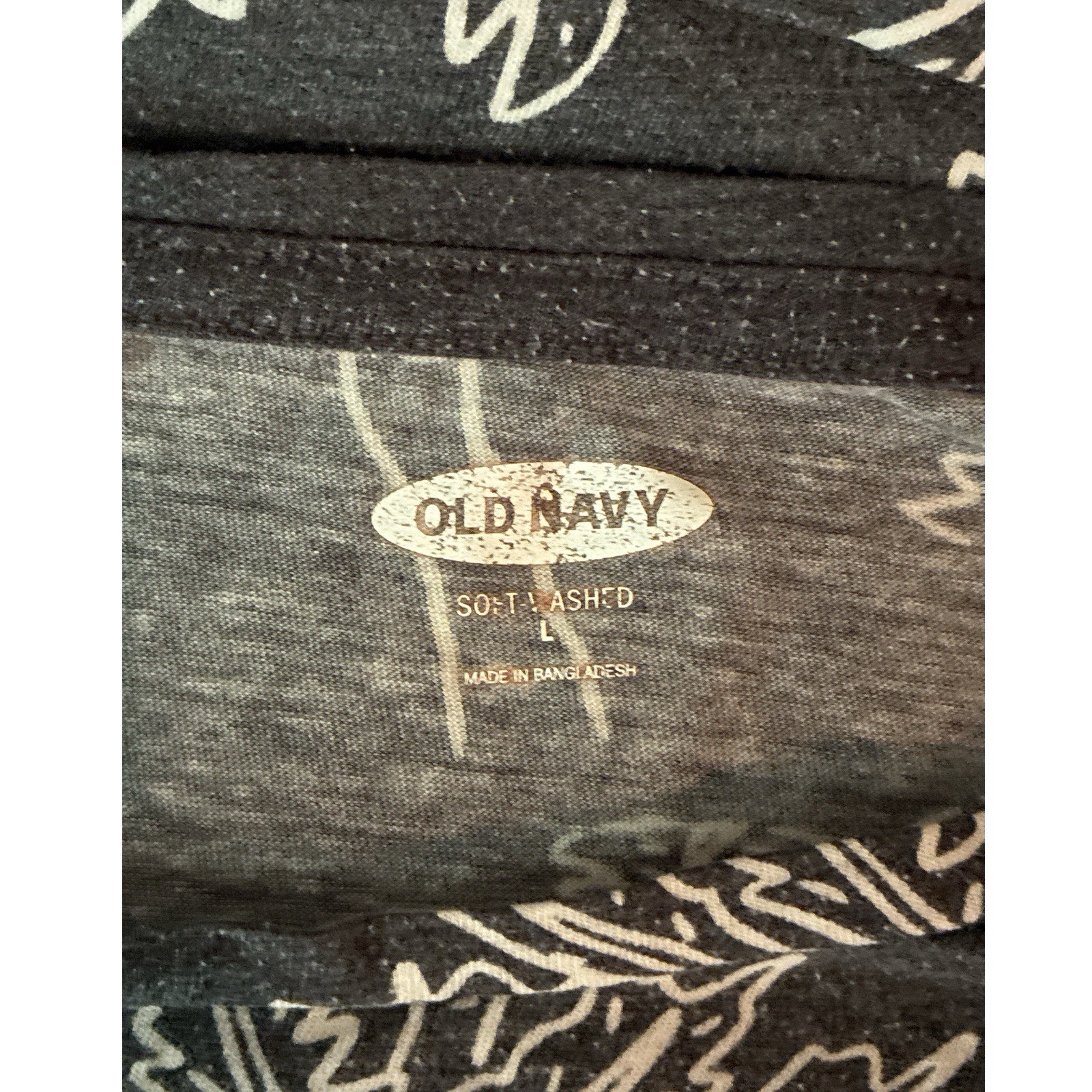 Old Navy Men Short Sleeve Soft Washed T Shirt Palm Gray Size Large Pre Owned
