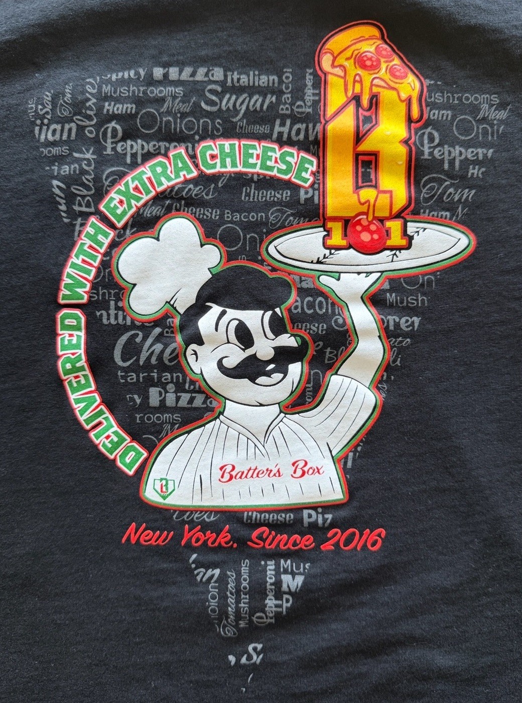 Baseball Lifestyle 101 Shirt Mens Medium Black BL101 Pizza Delivery Batters Box