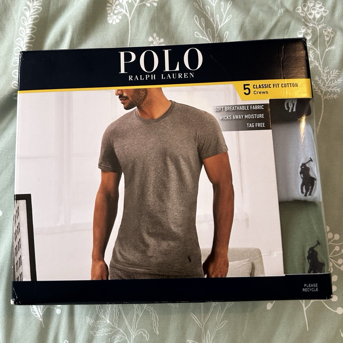 Polo Ralph Lauren 5 Pack Classic Fit Cotton Crew Neck T-Shirts LARGE New