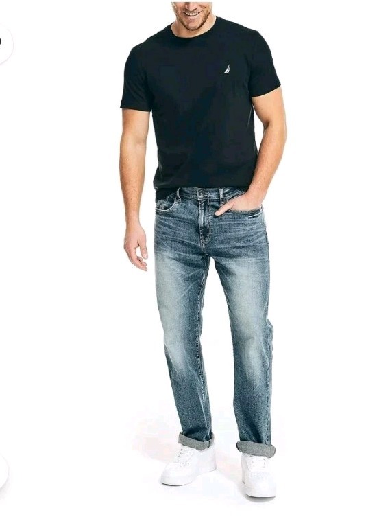 Nautica Mens Knit Tee Crew Neck T Shirt Size 2XL Black Solid Uniform Preppy Work