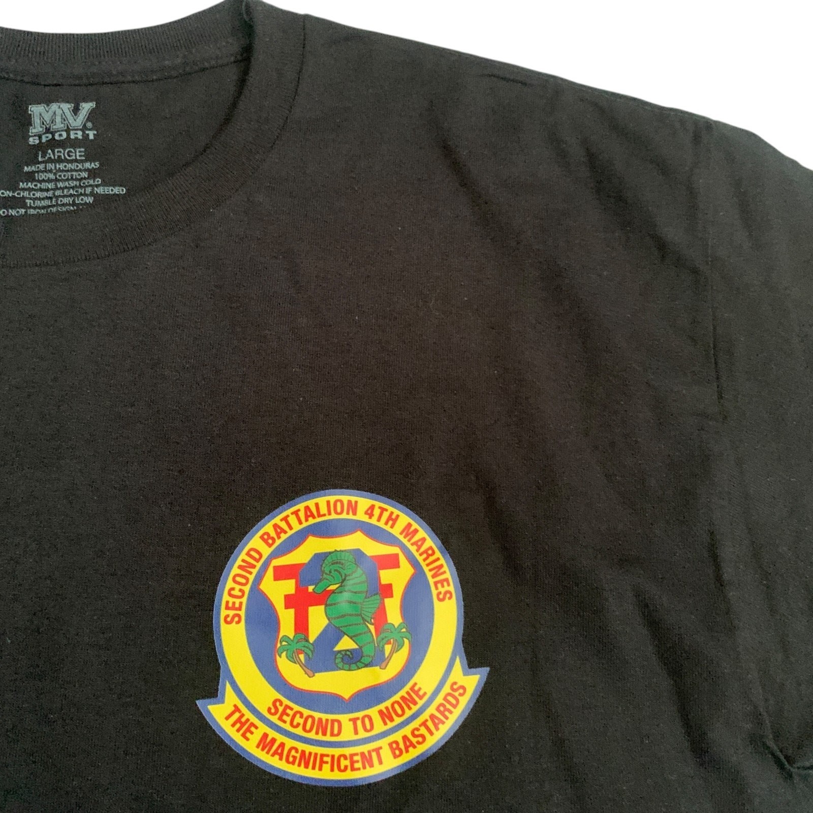 USMC Men’s Size L 2nd Battalion 4Th Marines Short Sleeve Black T-Shirt NEW