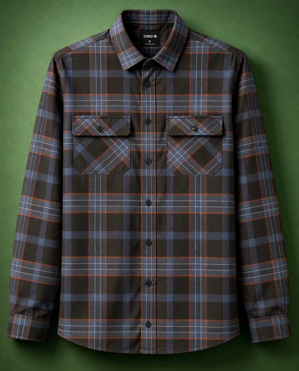 New Stance Lowell Black Long Sleeve Men’s Button Up Flannel Shirt RMHD-202