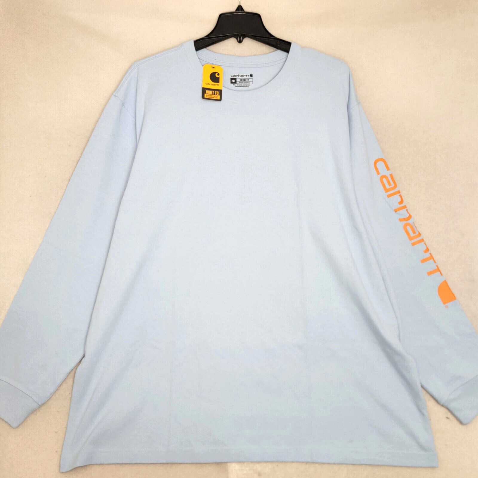 CARHARTT Shirt Mens 2XL XXL BLUE ORANGE WORK WEAR Long Sleeve PULLOVER NWT