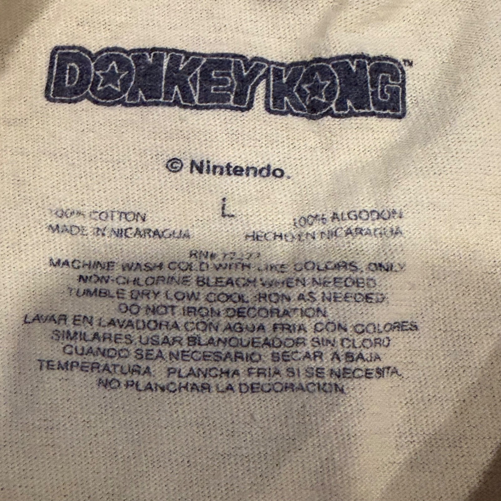 Donkey Kong T Shirt yellow size L Nintendo Flashback