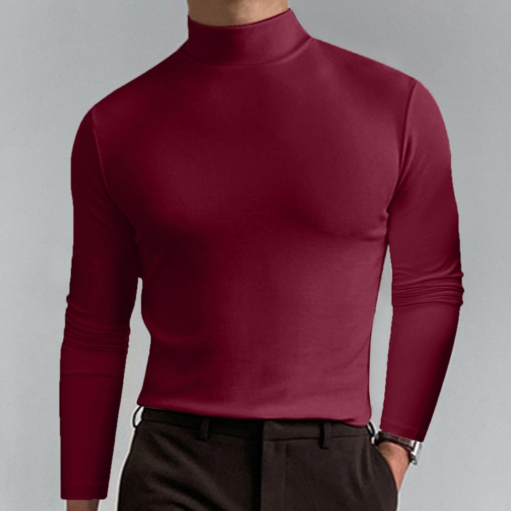 Men High Turtle Neck T Shirt Polo Tops Winter Warm Long Sleeve Baselayer Jumper