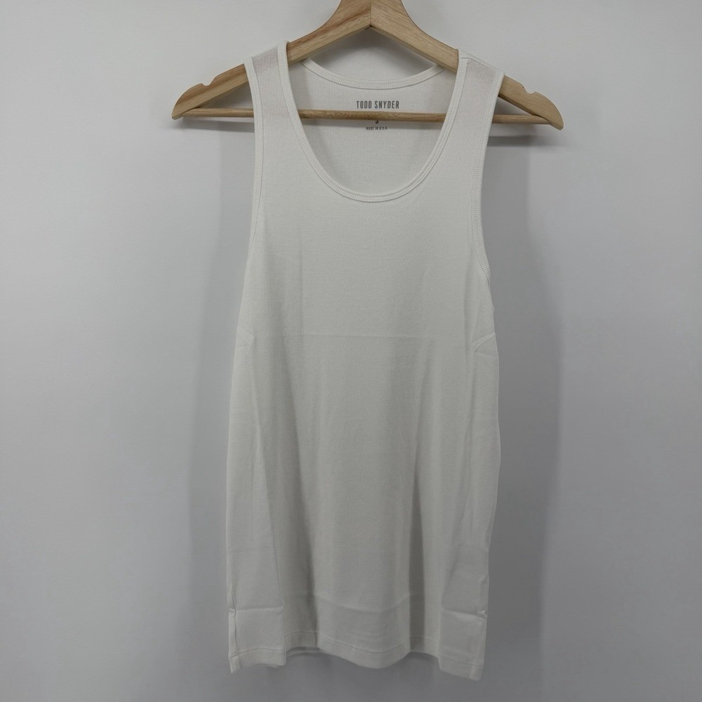 Todd Snyder Tank Top Mens S White Ribbed Tank Top KN1270422 Pima Cotton Modal