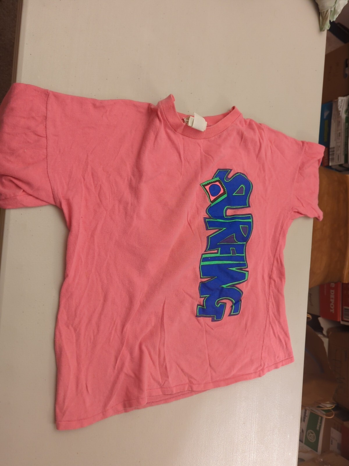 Vintage 80s 90s Windjammer 1992 Surfing Beach Neon Pink Medium Retro Surfing