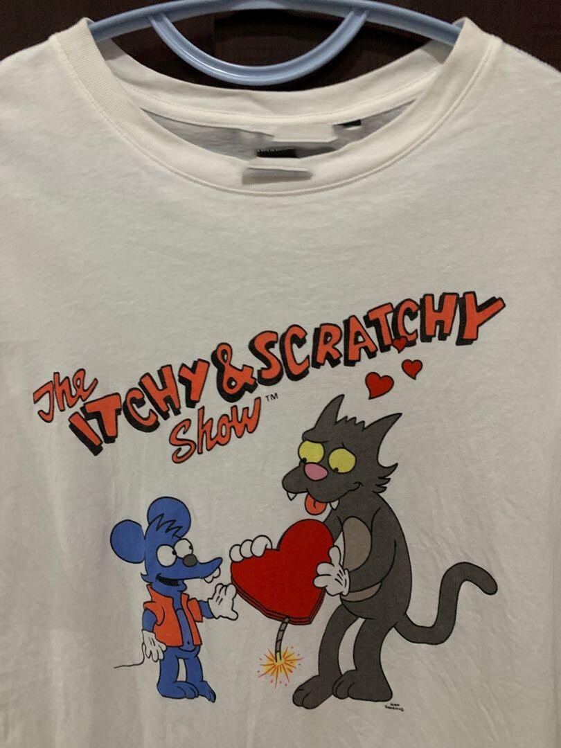 The Simpsons The Itchy Scratchy Show Unisex White Cotton T-Shirt BT1085