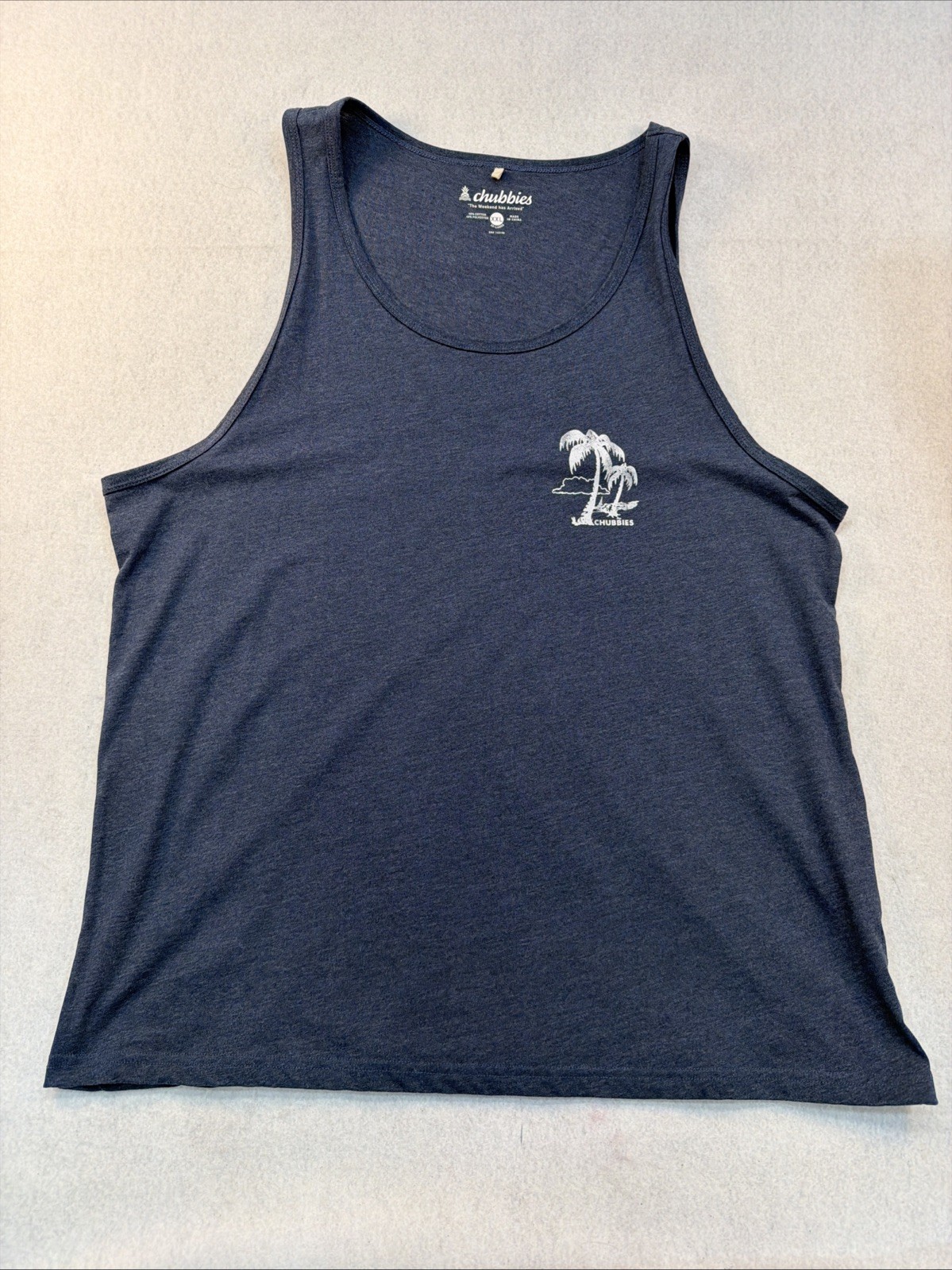 Chubbies Mens Tank Top Size XXL Blue The Weekend Has Arrived Palm Trees
