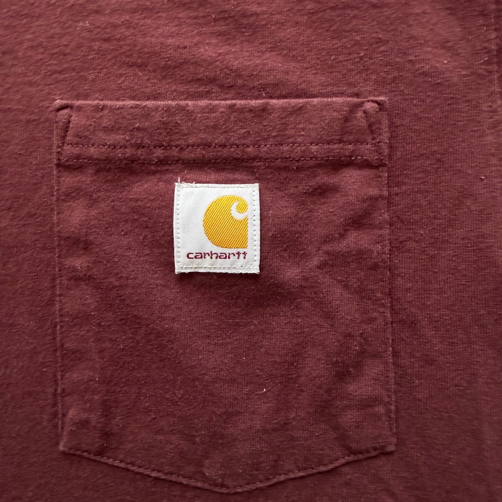 Carhartt K87 Mens Loose Fit Pocket T-Shirt Maroon Burgundy Cotton Size M