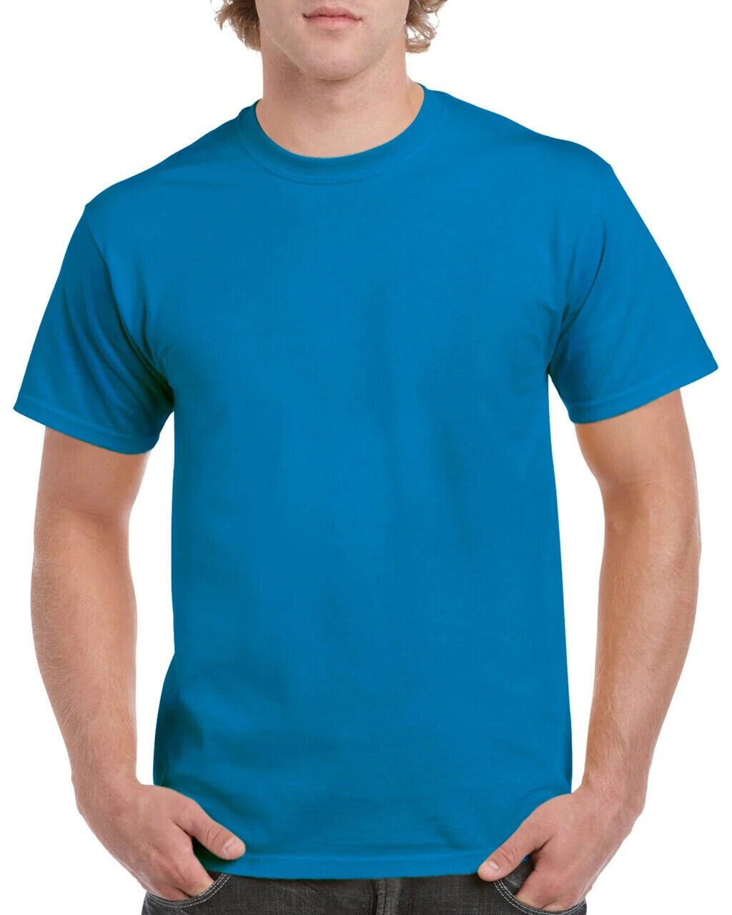 2 PK Gildan T-Shirt Tee Men’s Short Sleeve 5.3 oz Heavy Cotton Solid Blank 5000