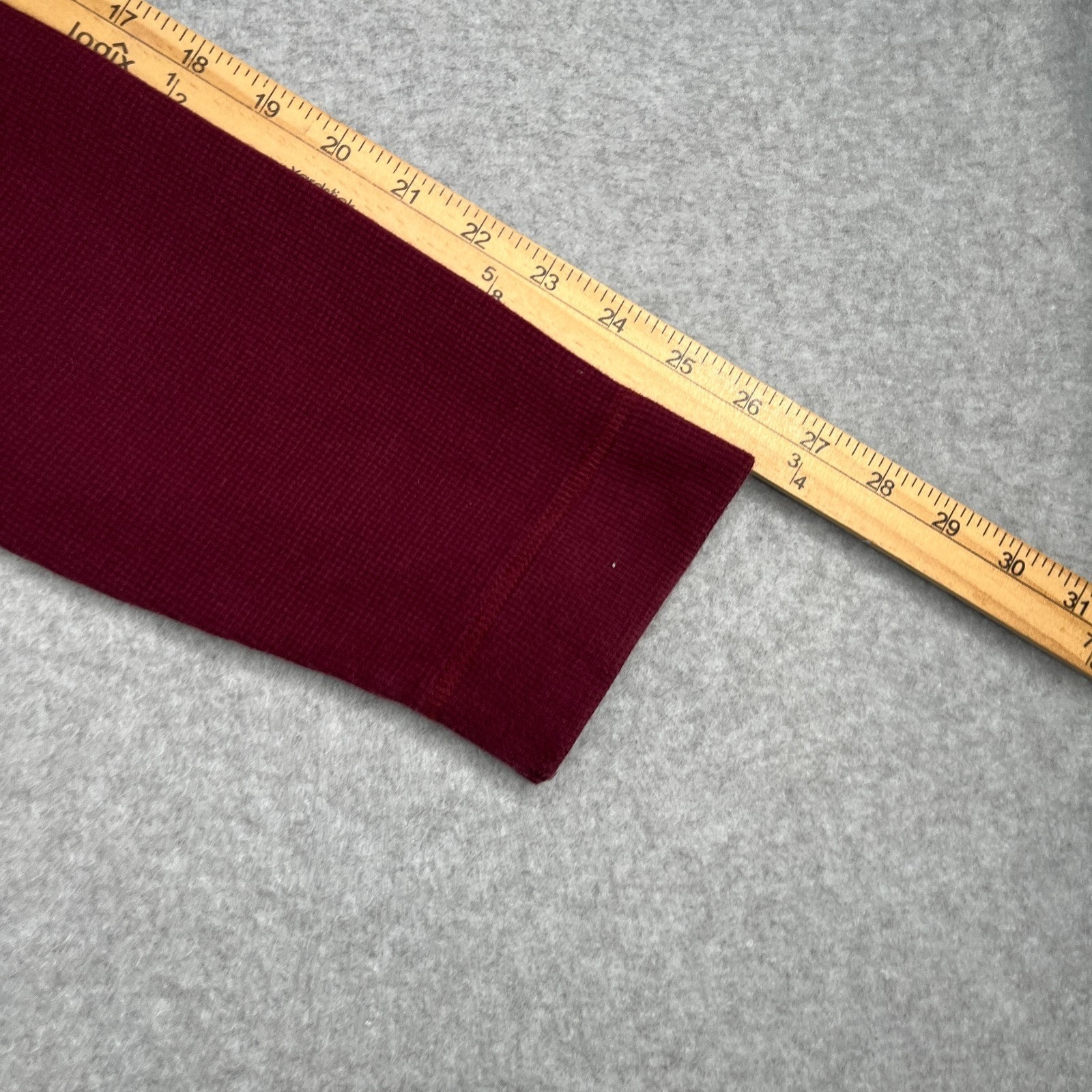 Banana Republic Henley Shirt Waffle Knit 1/2 Zip Burgundy Long Sleeve Pullover L
