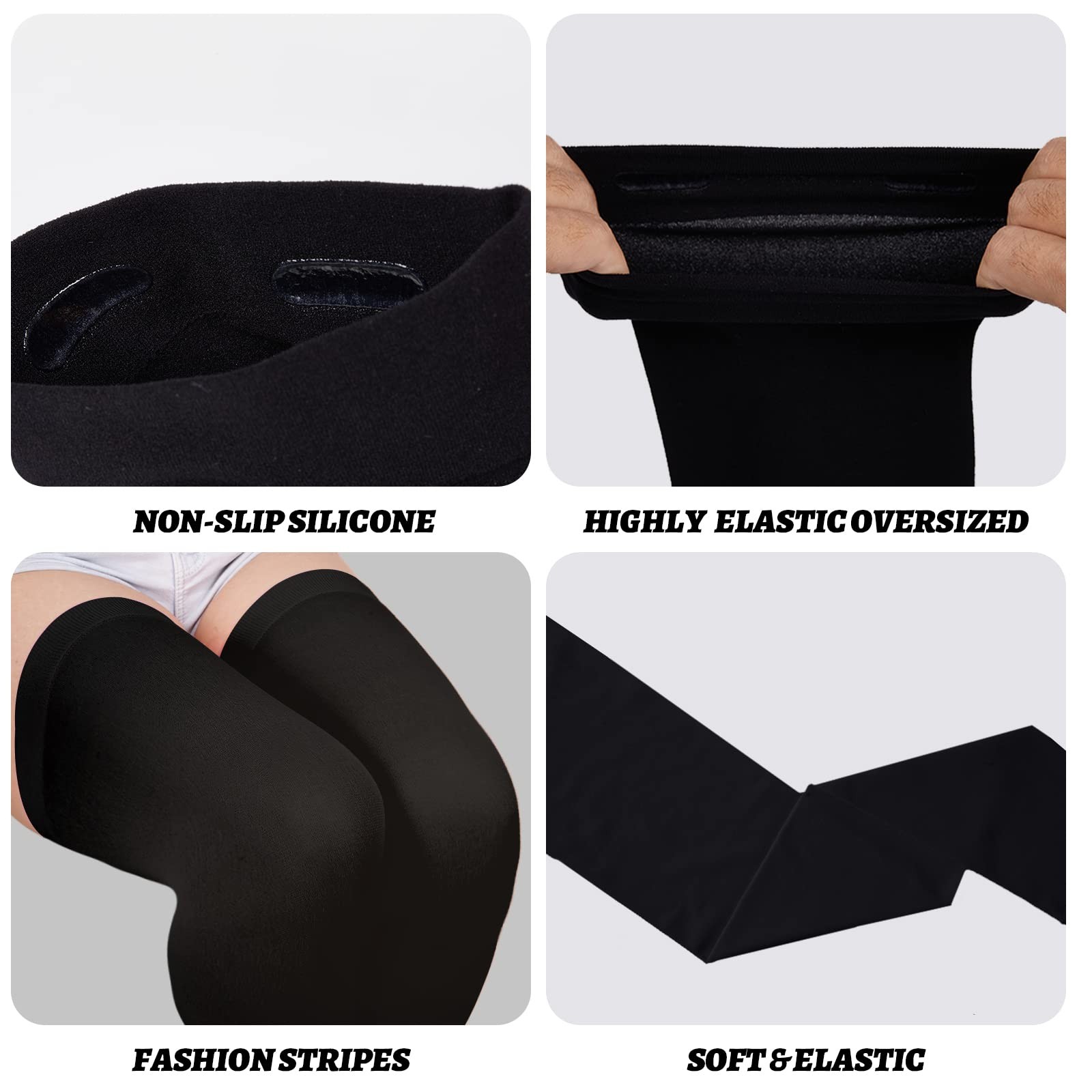 Plus Size Thigh High Stockings for Thick Thighs- Extra Long Womens Opaque Ove…