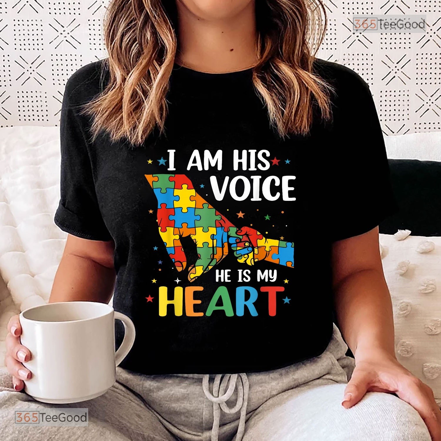 I Am His Voice Autism Awareness Mom Shirt – Proud Mother Puzzle Heart Tee