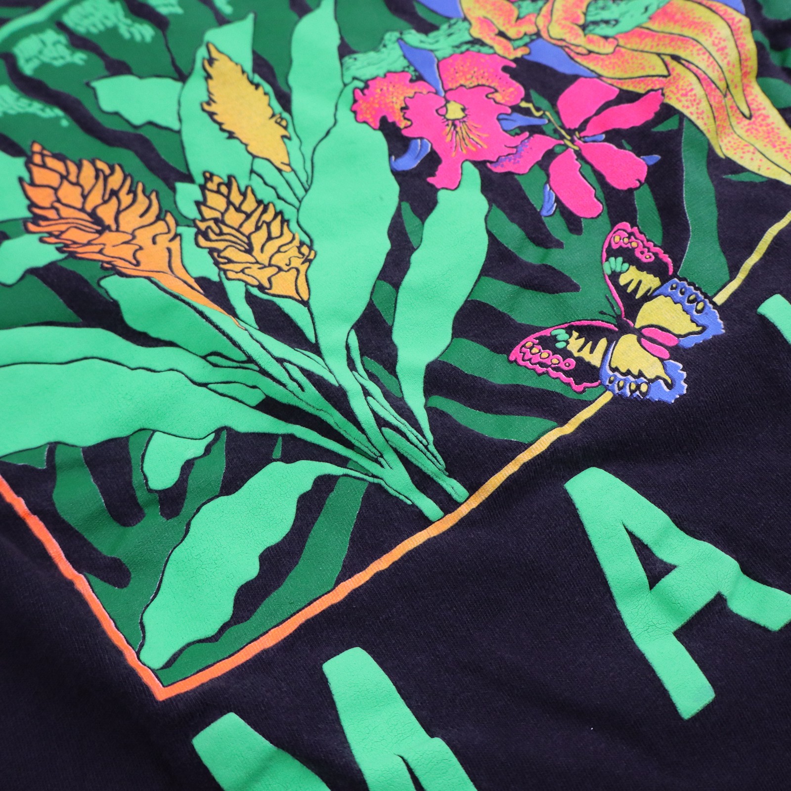 Maui Vintage 90s T Shirt Mens 3XL Black Hawaii Parrot Tropical Single Stitch Tee