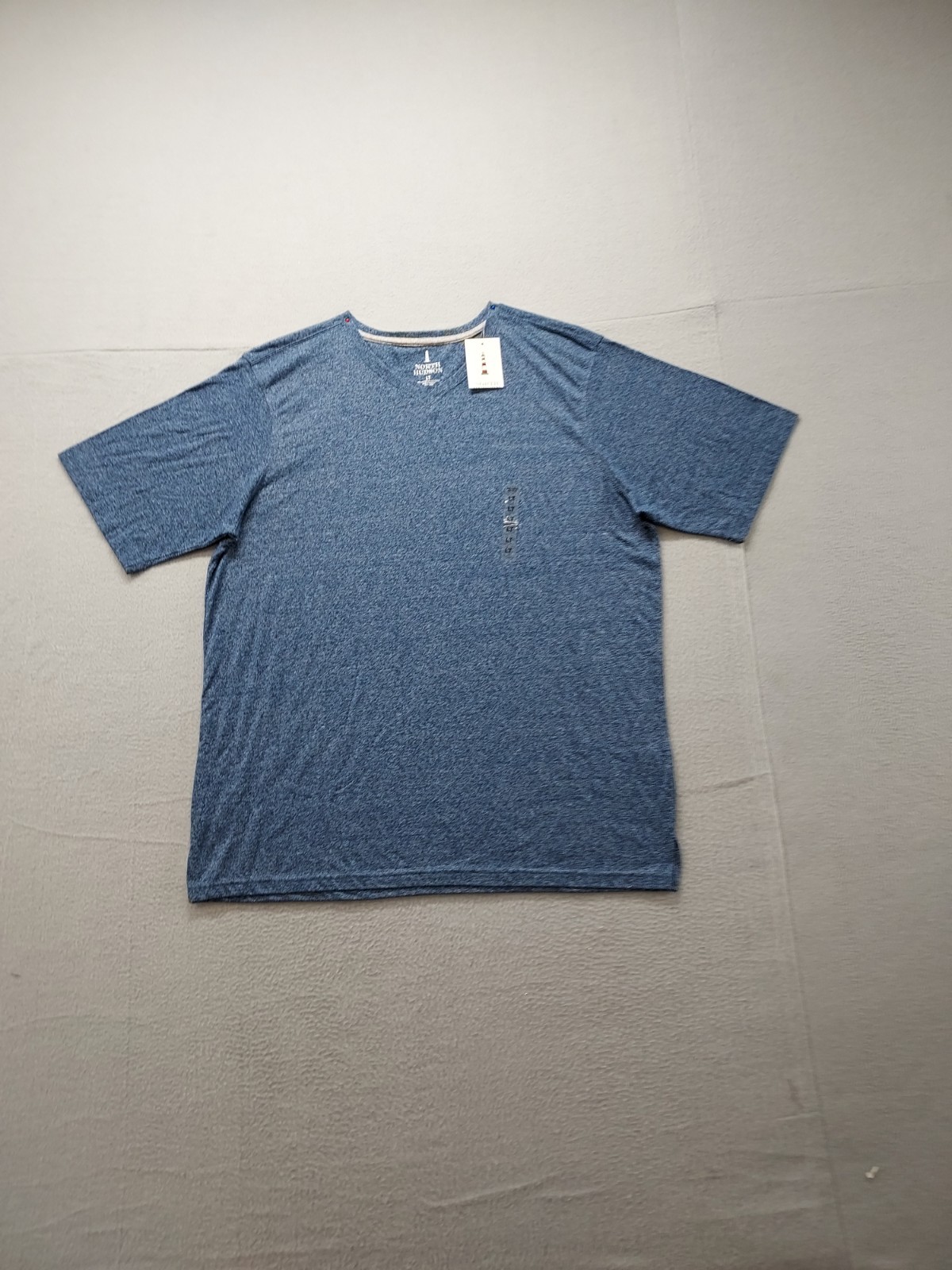 North Hudson Men T Shirt LT Blue Crew Neck Short Sleeve Pullover Basic Casual