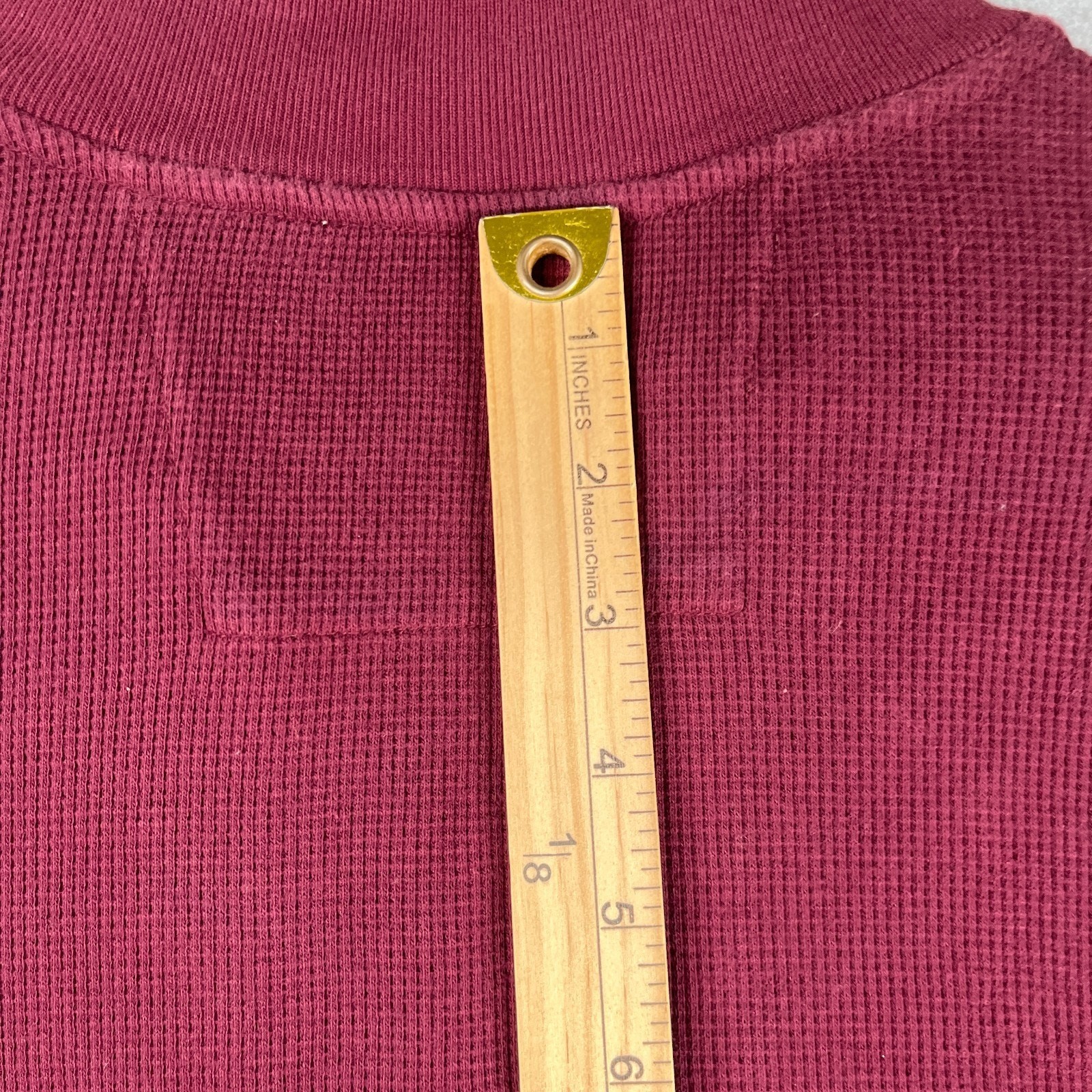 Banana Republic Henley Shirt Waffle Knit 1/2 Zip Burgundy Long Sleeve Pullover L