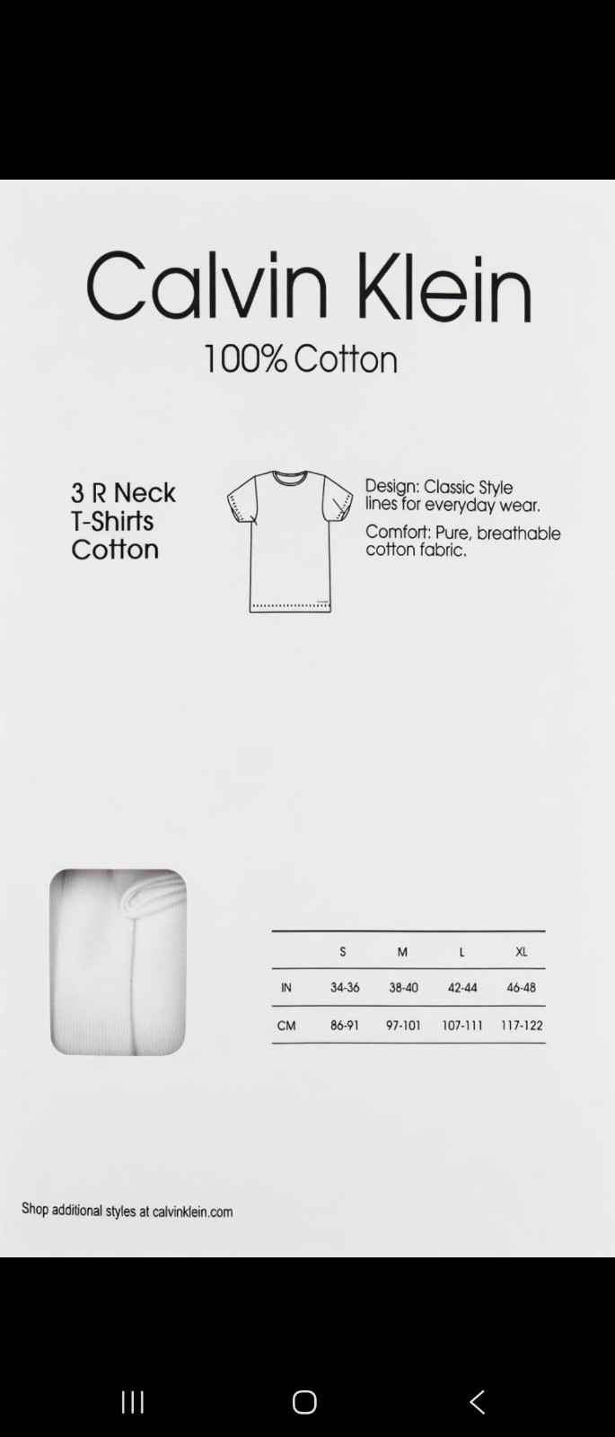 Calvin Klein Classics 3 Pack Short Sleeve Crew Neck T-Shirt , White, Mens MEDIUM