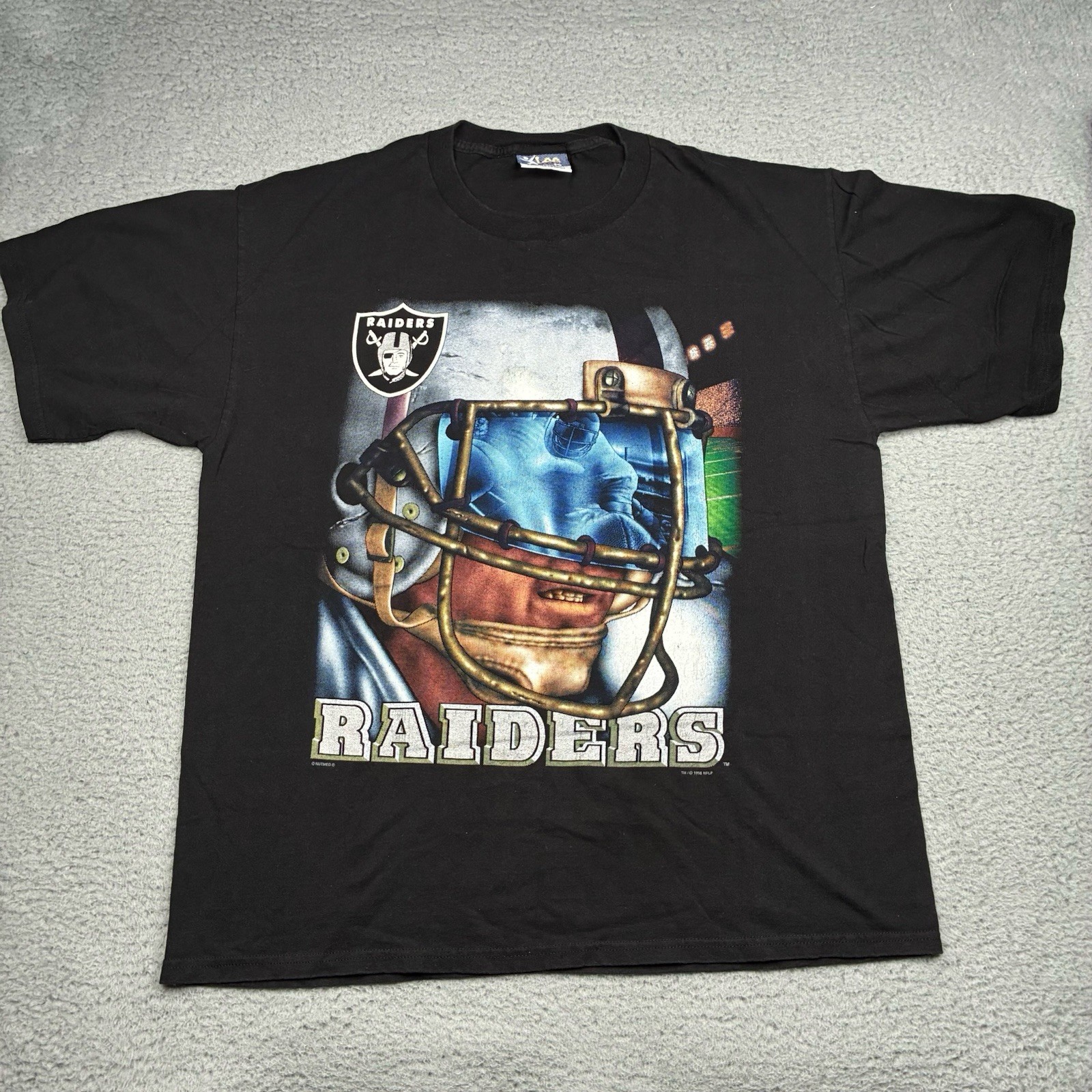 Vintage 90s Los Angeles Raiders T-Shirt Men’s XL Black Lee Sport Nutmeg
