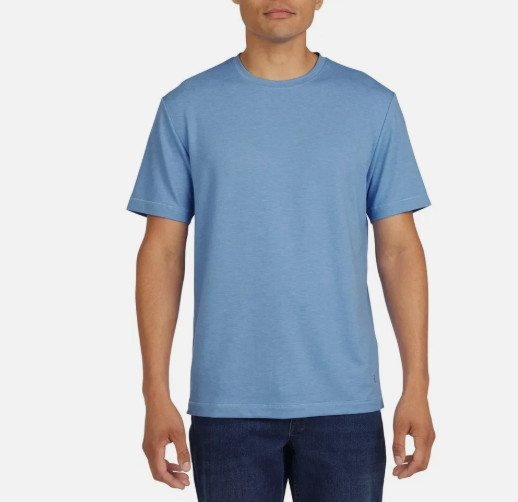 Lands’ End Men’s Classic Fit 4-Way Stretch Tee, Blue, LARGE