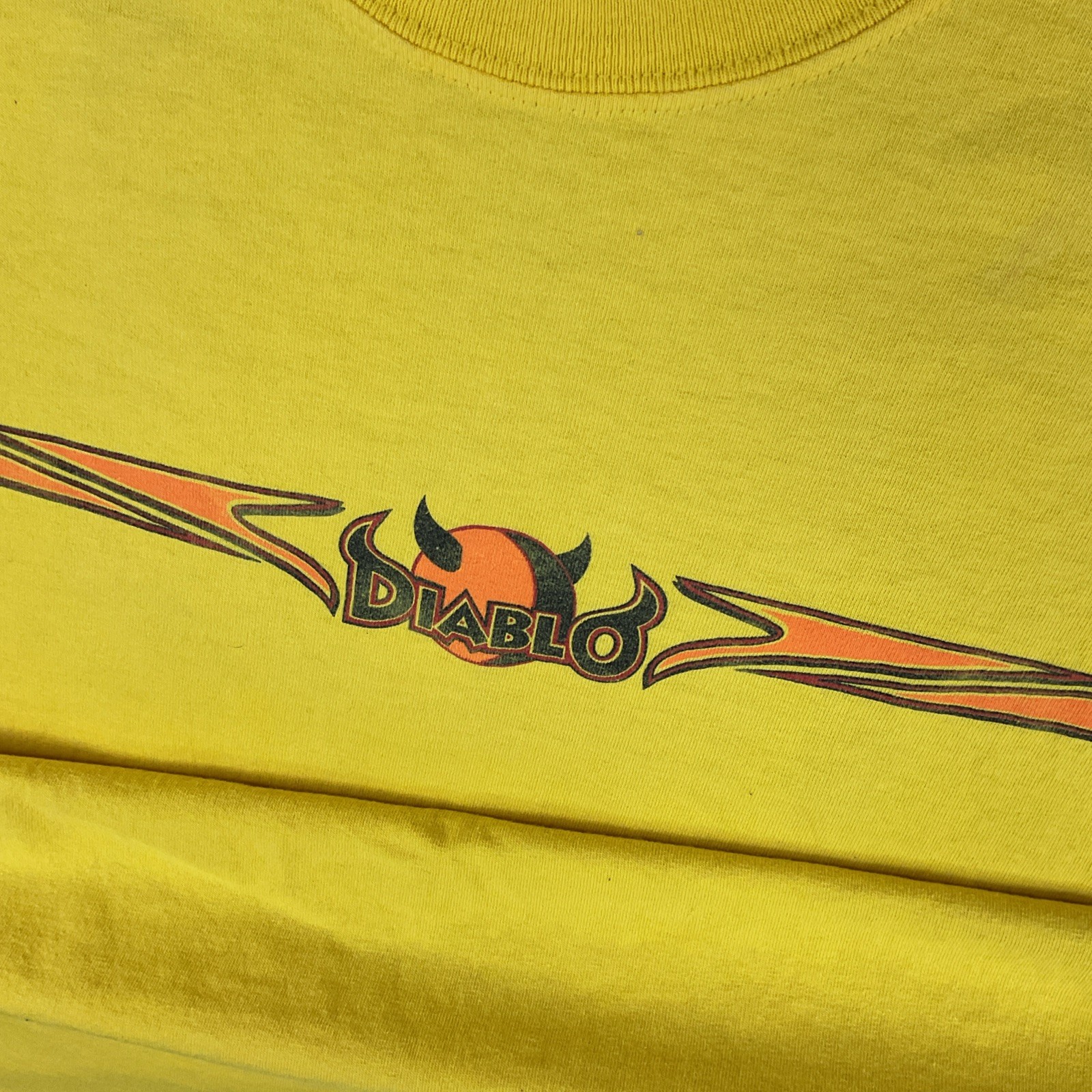 Vintage Diablo Paintball T-Shirt Men Sz XL Y2K Graphic Crew Yellow Short Sleeve