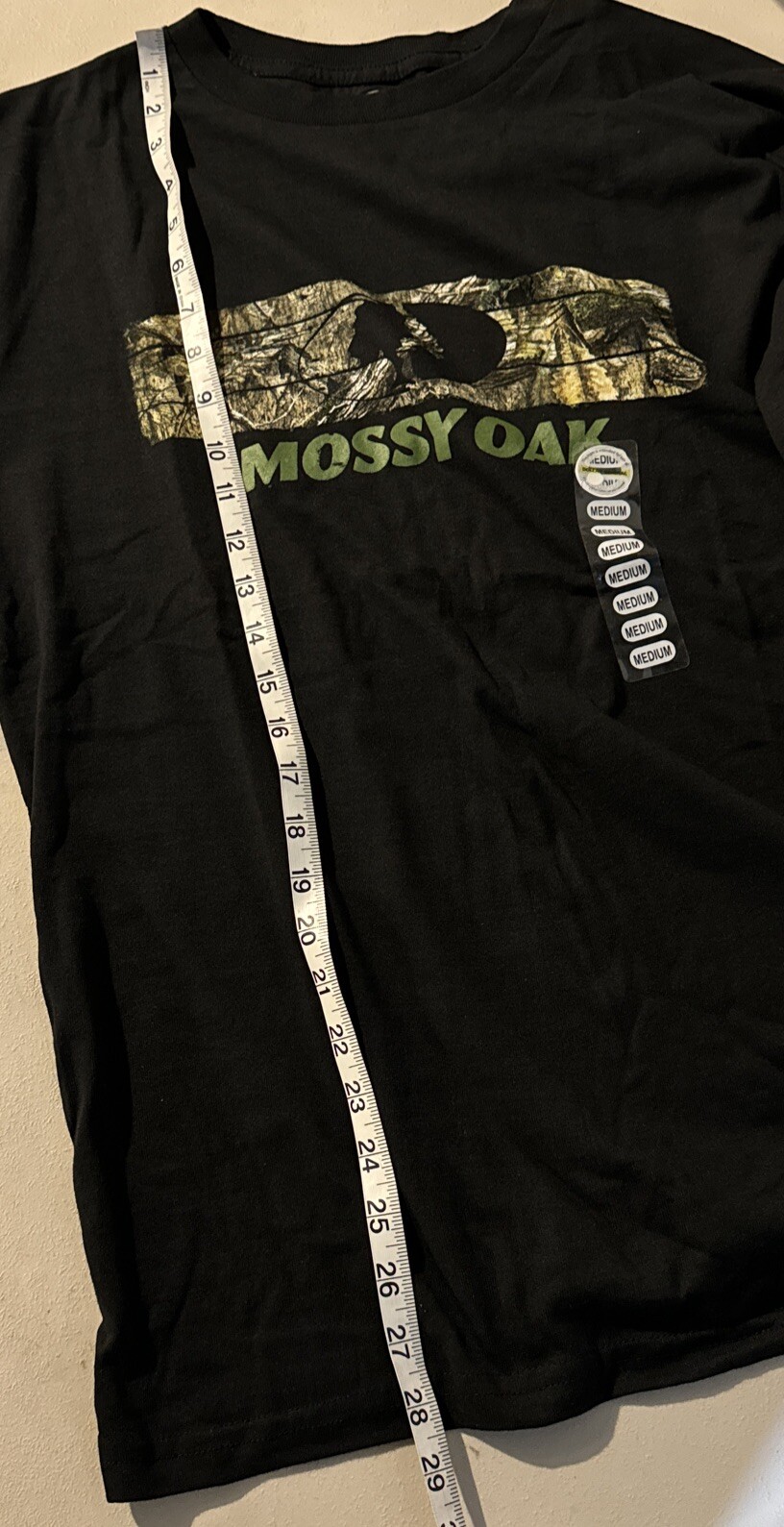 Mossy Oak Men’s Medium Long Sleeve Black T-Shirt With Camouflage Logo