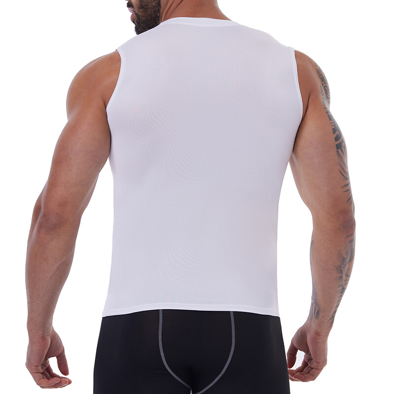 Mens Slimming Tummy Body Shaper Vest Compression T-Shirt Fitness Muscle Tank Top
